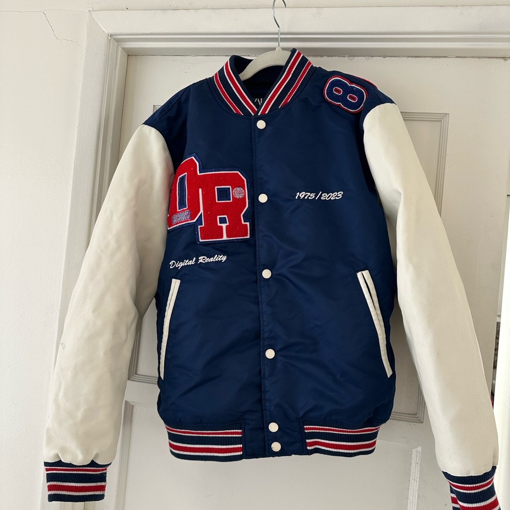 Zara Navy and White Varsity Jacket - Picture 2 of 7